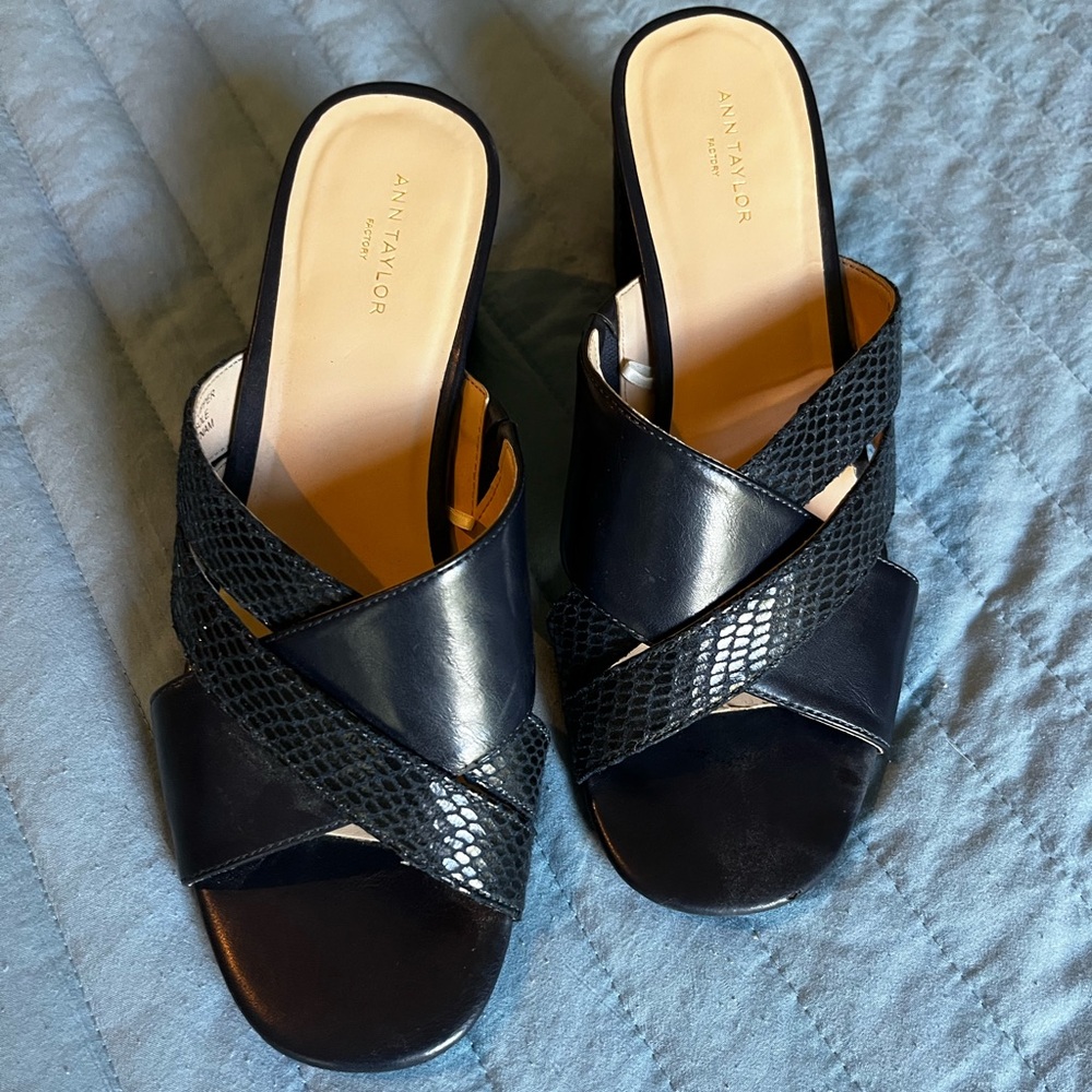 Ann Taylor Navy Women's Mules Sz 8